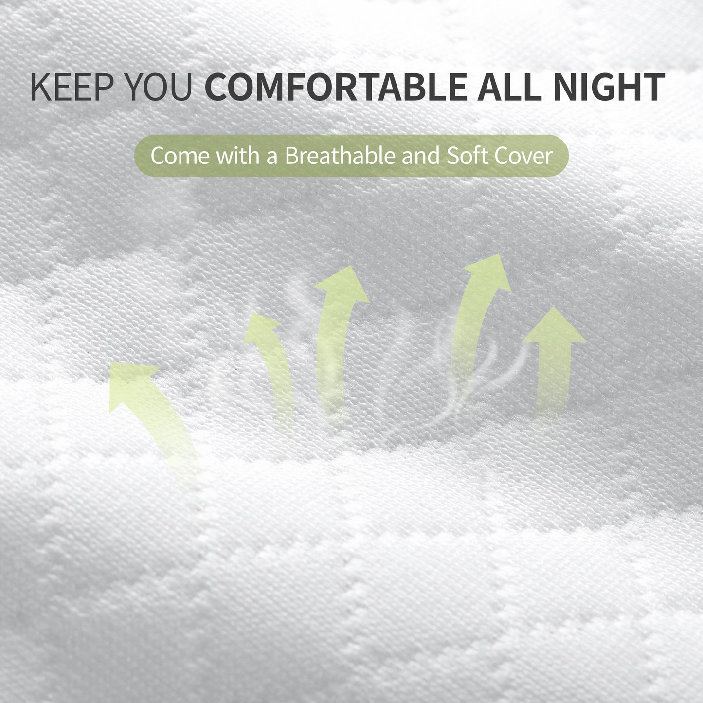 WakeSpring 7-Zone Support Memory Foam Mattress Topper Non-Slip Design with Washable Cover