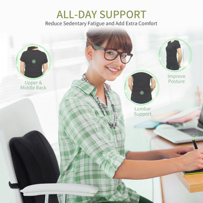 WakeSpring Lumbar Support Memory Foam Back Cushion – Breathable, Non-Slip & Removable Cover