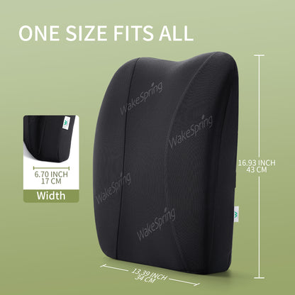 WakeSpring Lumbar Support Memory Foam Back Cushion – Breathable, Non-Slip & Removable Cover
