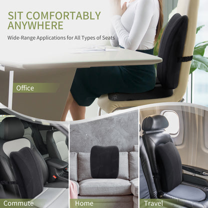 WakeSpring Lumbar Support Memory Foam Back Cushion – Breathable, Non-Slip & Removable Cover