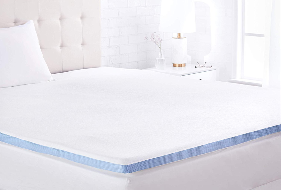 WakeSpring Memory Foam Mattress Topper Ergonomic Support, Non-Slip Design High-Density Durable Foam with Washable Cover